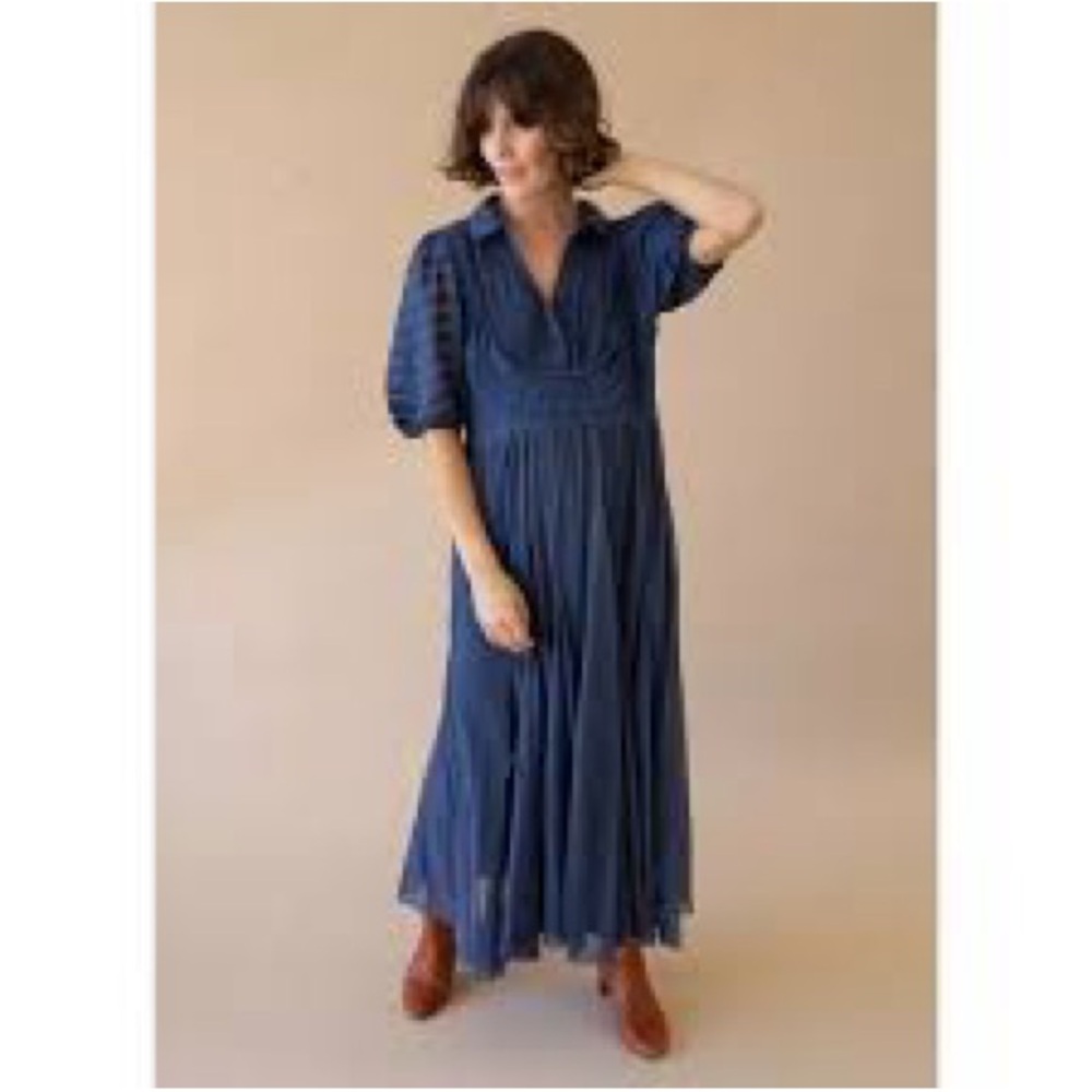 THE GREAT. Navy Long Sleeve Dress - Picture 2 of 6